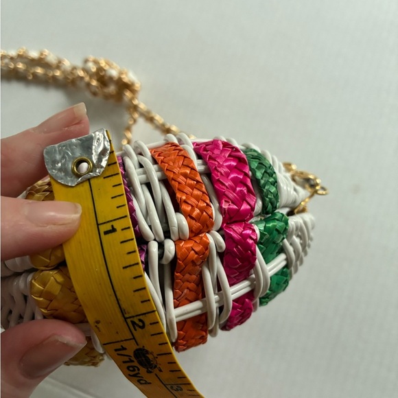 Vintage 70s purse picnic basket style plastic coated wicker shoulder bag EUC - Picture 14 of 15